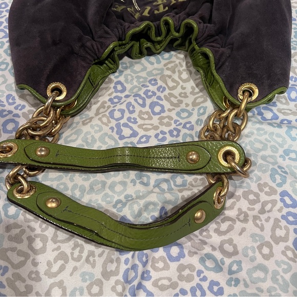 Vintage Green Blue Juicy Couture Bag Purse Handbag Satchel Velour Y2K - Picture 8 of 9